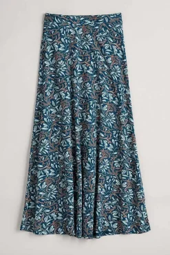 Skirts<Seasalt Cornwall Rose Jersey Skirt Flowing Reeds Raincloud