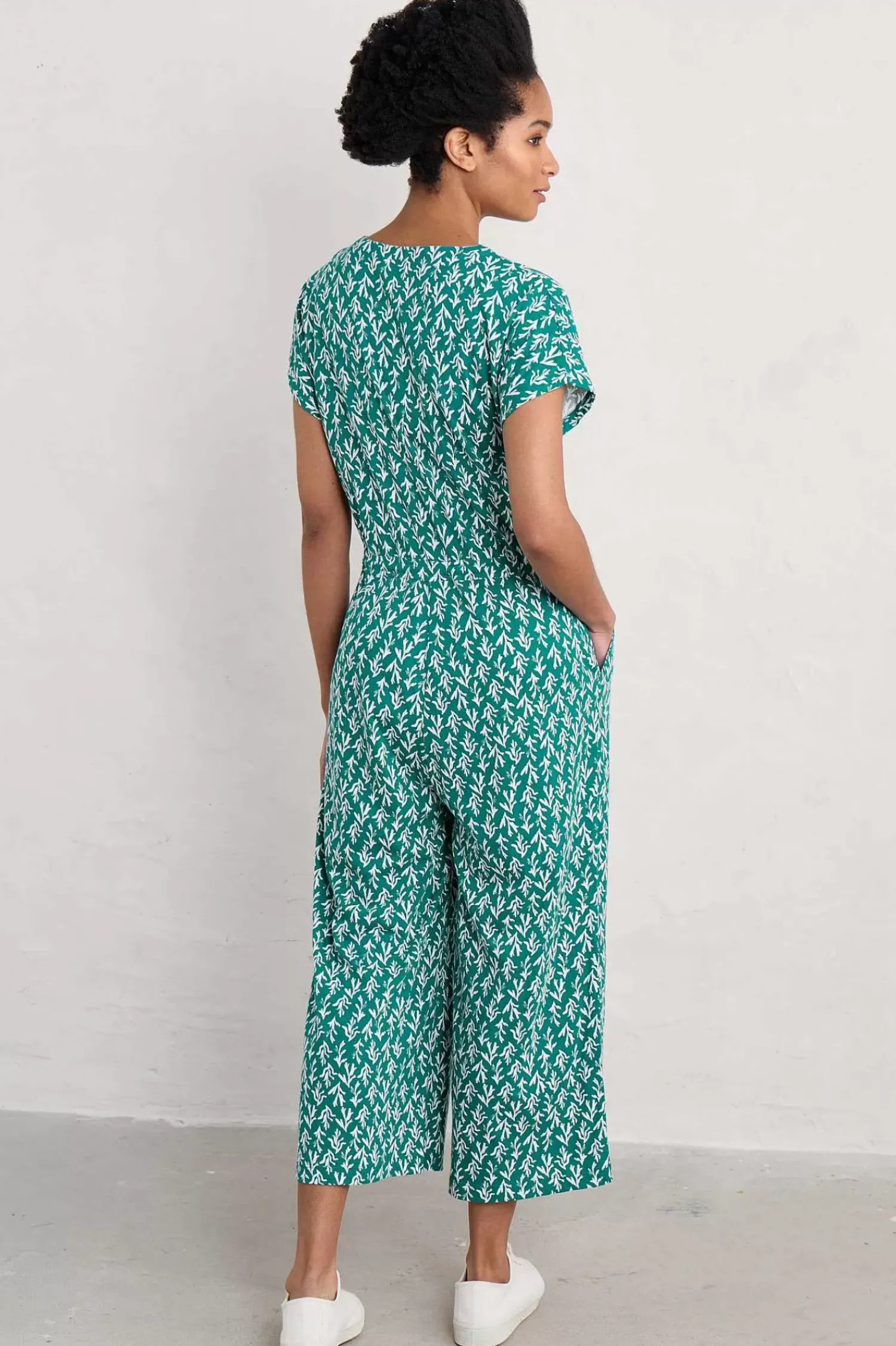 Dresses<Seasalt Cornwall Rose Trellis Wide Leg Jumpsuit Kelp Stamp Helford