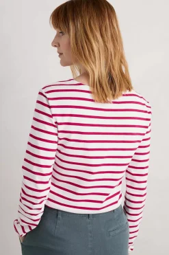Tops<Seasalt Cornwall Sailor Shirt (Gots) Breton Chalk Wild Berry