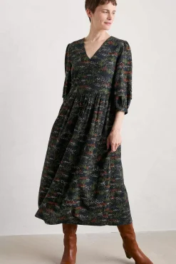 Dresses<Seasalt Cornwall Sea Line Midi Dress Moor Meadow Onyx