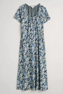 Dresses<Seasalt Cornwall Sea Studio Short Sleeve Dress Companion Border Light Nickel