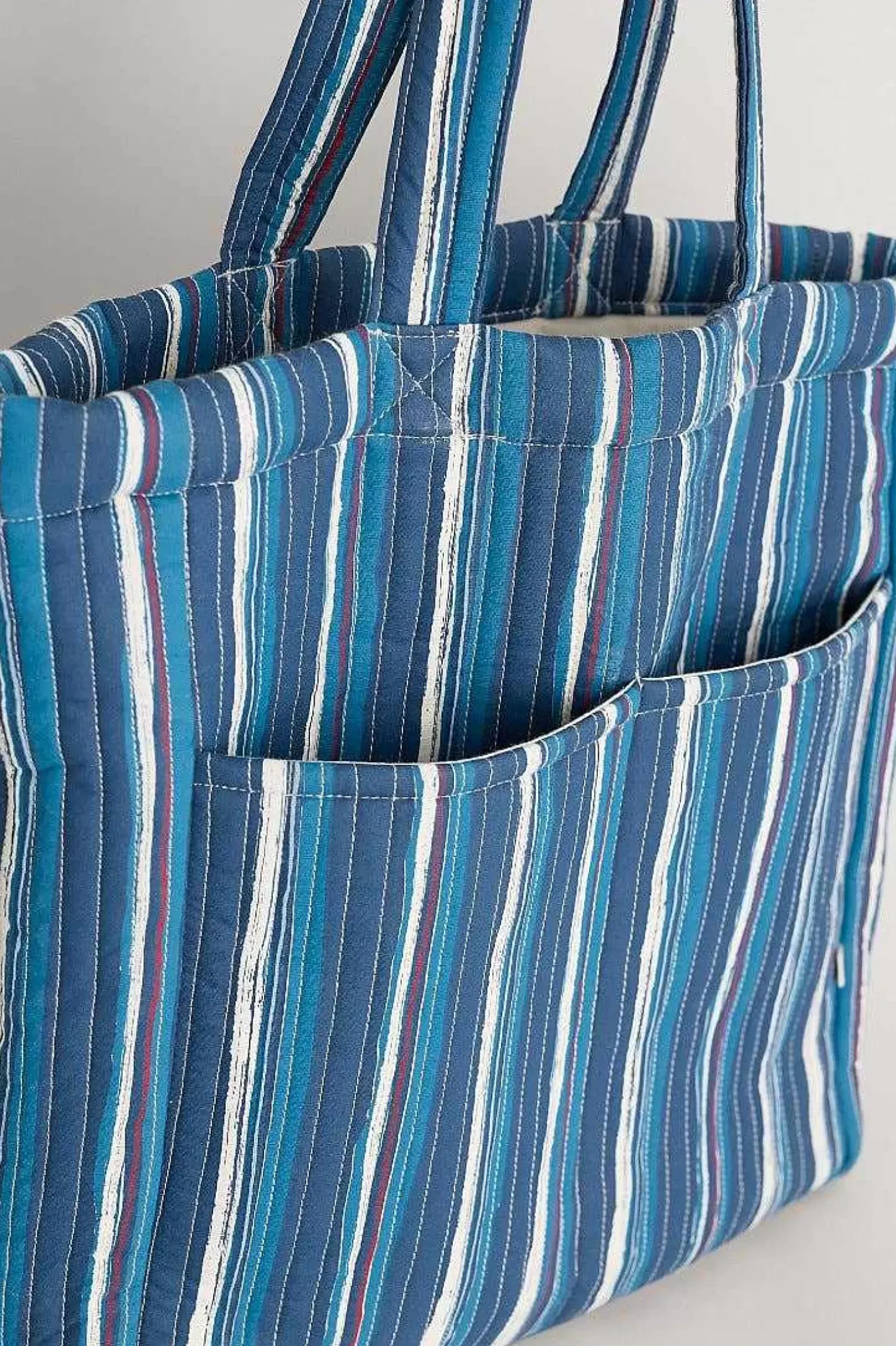 Bags<Seasalt Cornwall Singing Water Quilted Tote Bag River Stripe Dark Voyage