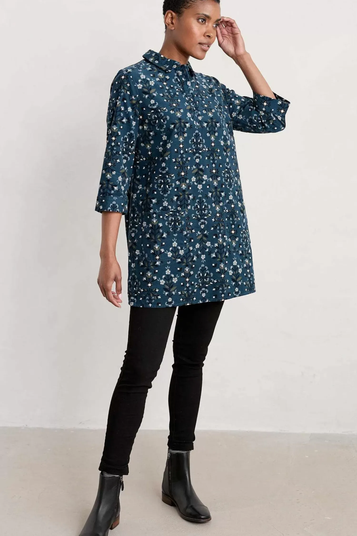 Tunics<Seasalt Cornwall Sky Sketch Needlecord Tunic Floral Blanket Dark Lugger