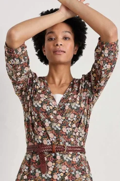 Dresses<Seasalt Cornwall Sowena Jersey Wrap Dress Companion Border Terracotta