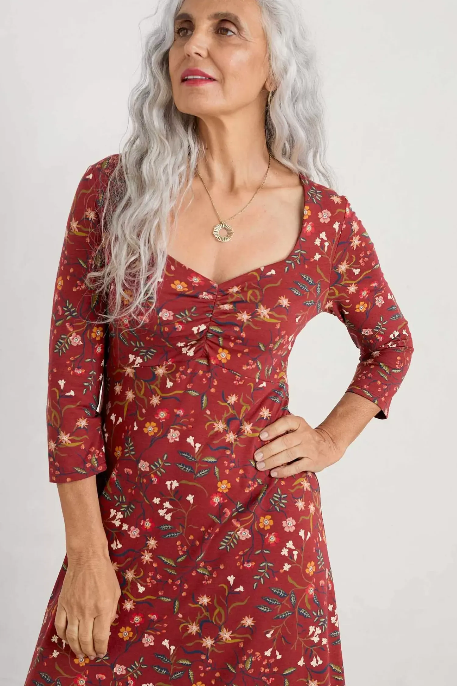 Dresses<Seasalt Cornwall St Martin Jersey Midi Dress Meadow Bloom Jam