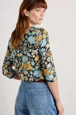 Tops<Seasalt Cornwall Studio Glass 3/4 Sleeve Top Floral Terrain Maritime