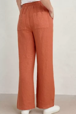 Trousers & Shorts<Seasalt Cornwall Tide Flow Wide Leg Linen Trousers Papaya