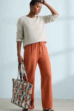 Trousers & Shorts<Seasalt Cornwall Tide Flow Wide Leg Linen Trousers Papaya