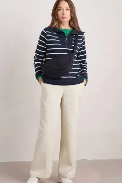 Tops<Seasalt Cornwall Tideline Collared Sweatshirt Amaranthe Maritime Chalk