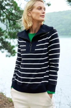 Tops<Seasalt Cornwall Tideline Collared Sweatshirt Amaranthe Maritime Chalk