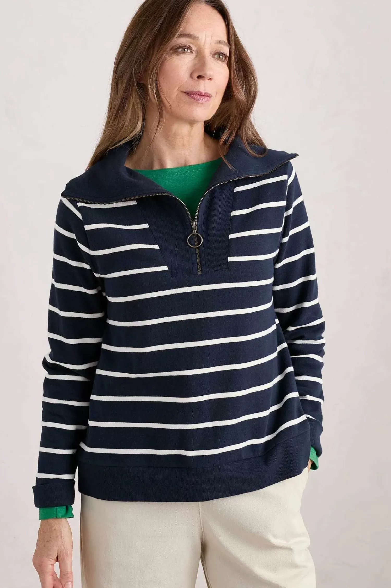 Tops<Seasalt Cornwall Tideline Collared Sweatshirt Amaranthe Maritime Chalk