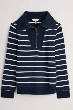 Tops<Seasalt Cornwall Tideline Collared Sweatshirt Amaranthe Maritime Chalk