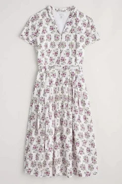 Dresses<Seasalt Cornwall Top Terrace Fit-And-Flare Dress Ink Stamp Floral Chalk