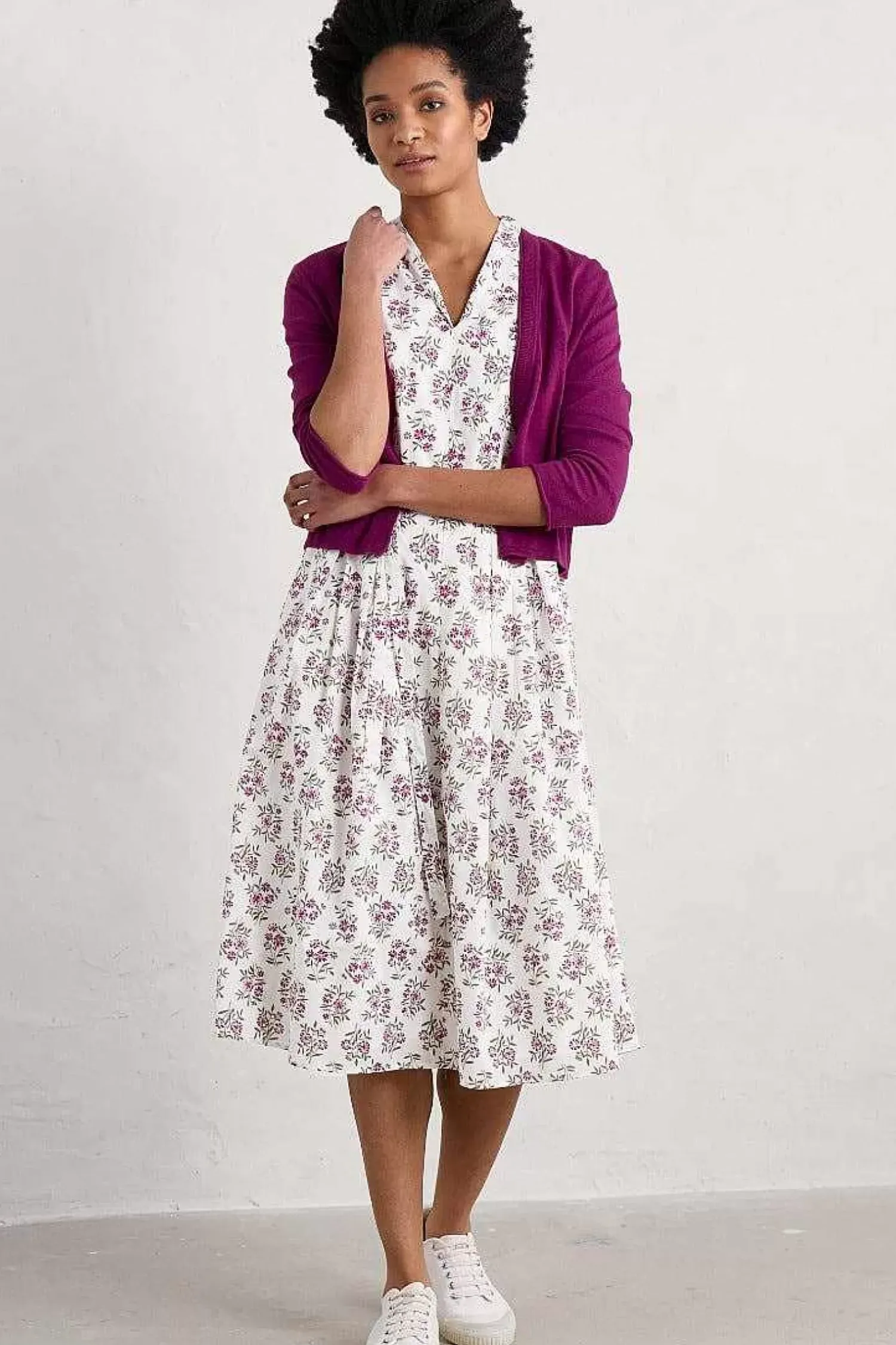 Dresses<Seasalt Cornwall Top Terrace Fit-And-Flare Dress Ink Stamp Floral Chalk