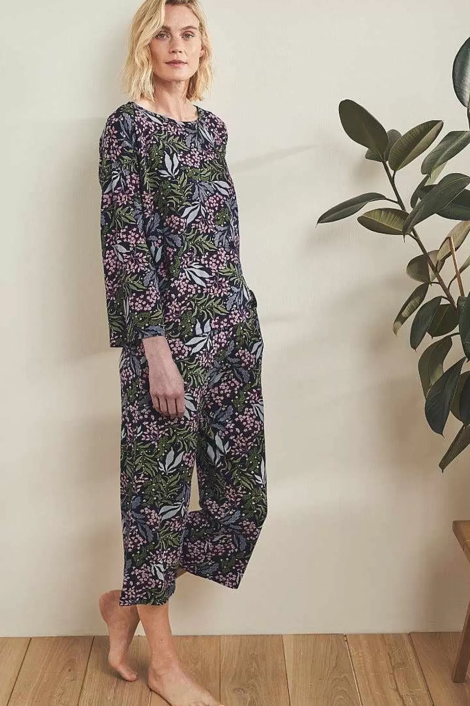 Nightwear<Seasalt Cornwall Tree Shadow Jersey Pyjamas Riverbed Floral Maritime
