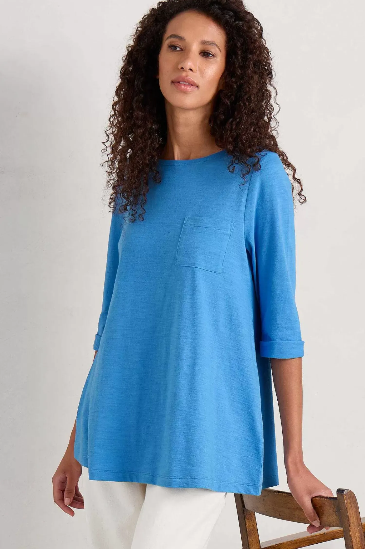 Tops<Seasalt Cornwall Tregonning 3/4 Sleeve Top Clear Sky
