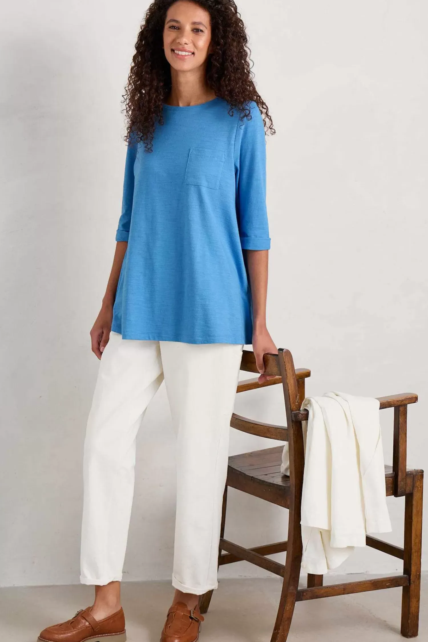 Tops<Seasalt Cornwall Tregonning 3/4 Sleeve Top Clear Sky
