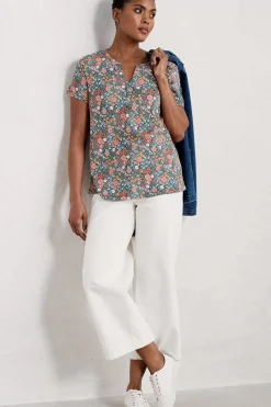 Tops<Seasalt Cornwall Waterflow Short Sleeve Top Companion Border Light Squid