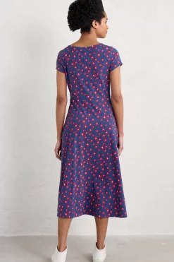 Dresses<Seasalt Cornwall Wild Bouquet Jersey Dress Looping Floral Dark Voyage