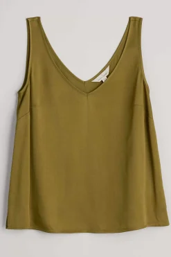 Tops<Seasalt Cornwall Wilder V-Neck Satin Vest Fern Moss