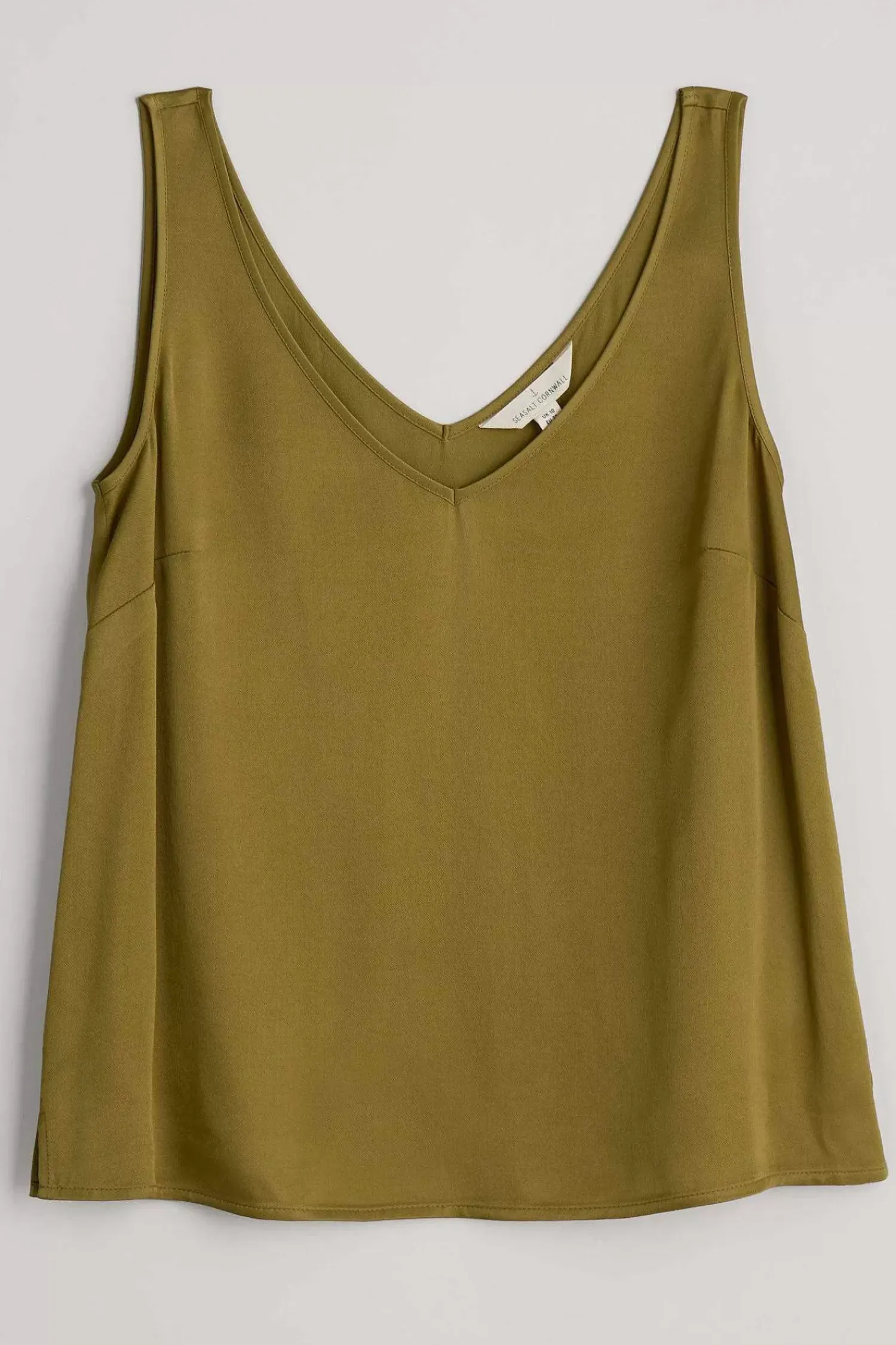 Tops<Seasalt Cornwall Wilder V-Neck Satin Vest Fern Moss