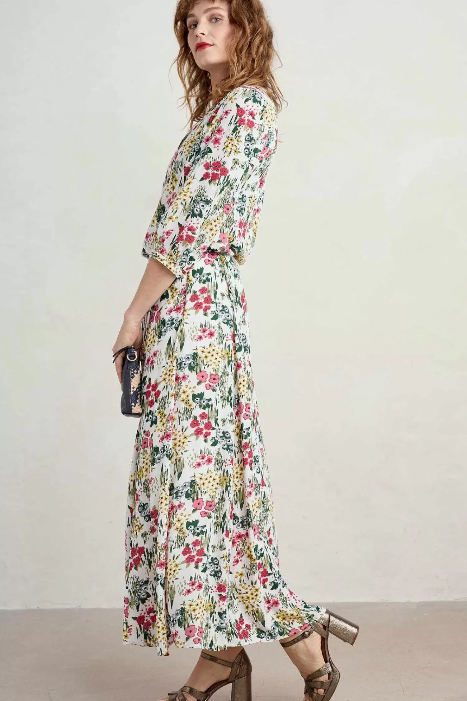 Tops<Seasalt Cornwall Willow Path 3/4 Sleeve Printed Shirt Painterly Field Chalk