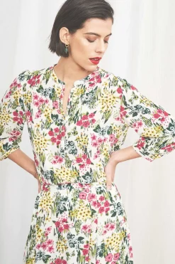 Tops<Seasalt Cornwall Willow Path 3/4 Sleeve Printed Shirt Painterly Field Chalk