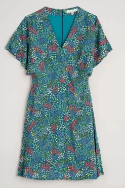 Dresses<Seasalt Cornwall Wilsey Empire Line Flared Sleeve Dress Coastal Meadow Light Squid
