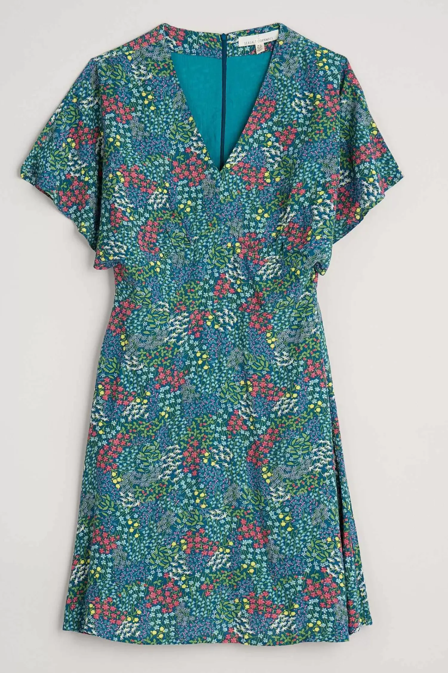 Dresses<Seasalt Cornwall Wilsey Empire Line Flared Sleeve Dress Coastal Meadow Light Squid