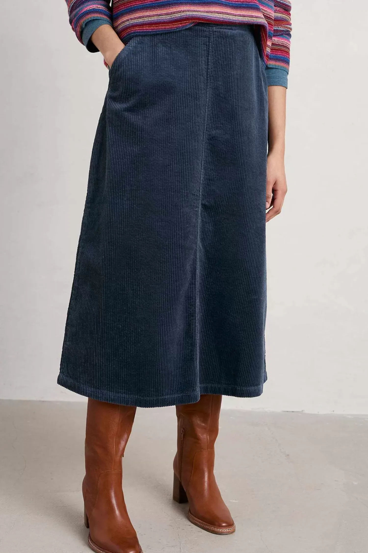 Skirts<Seasalt Cornwall Window Wren Cord Midi Skirt Maritime