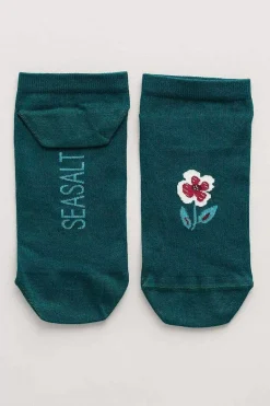 Socks & Tights<Seasalt Cornwall Women's Arty Organic Cotton Trainer Socks Celandine Clear Sky