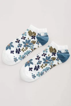 Socks & Tights<Seasalt Cornwall Women's Arty Organic Cotton Trainer Socks Celandine Clear Sky