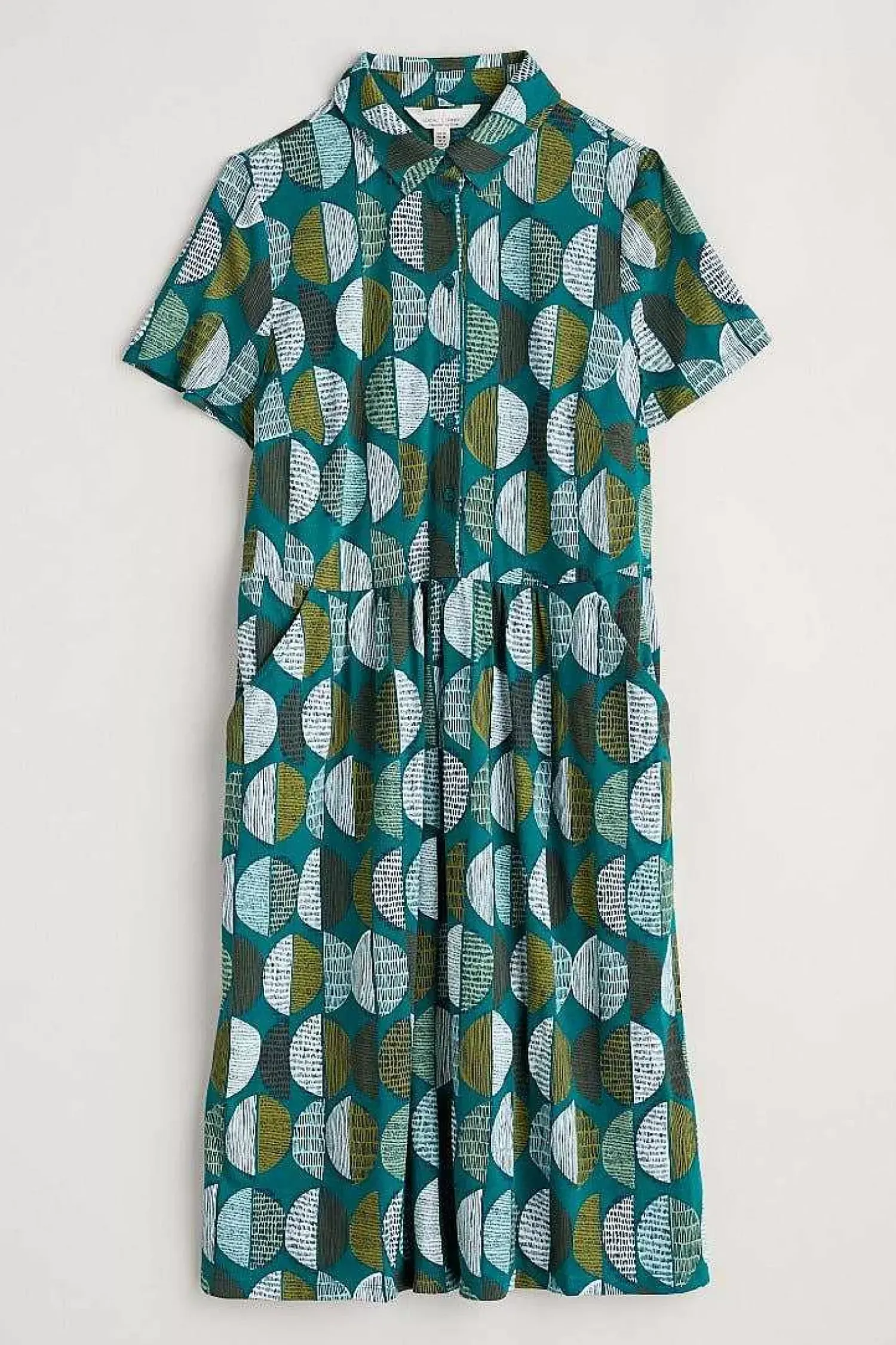 Dresses<Seasalt Cornwall Wood Rush Short Sleeve Jersey Dress Circle Markings Seaway