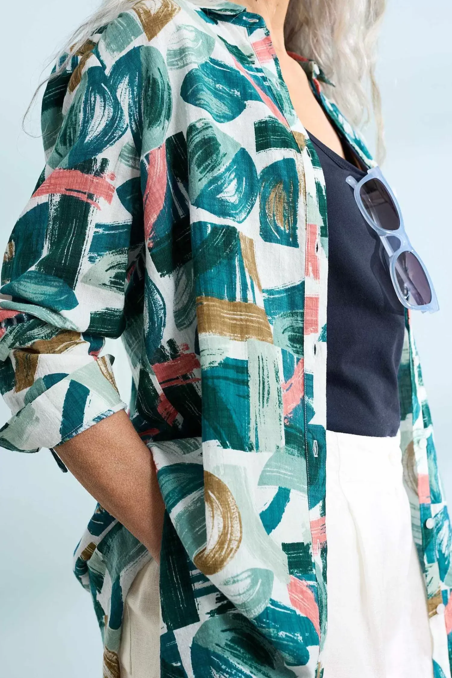 Tops<Seasalt Cornwall Wren Flutter Longline Shirt Driftwood Marks Chalk