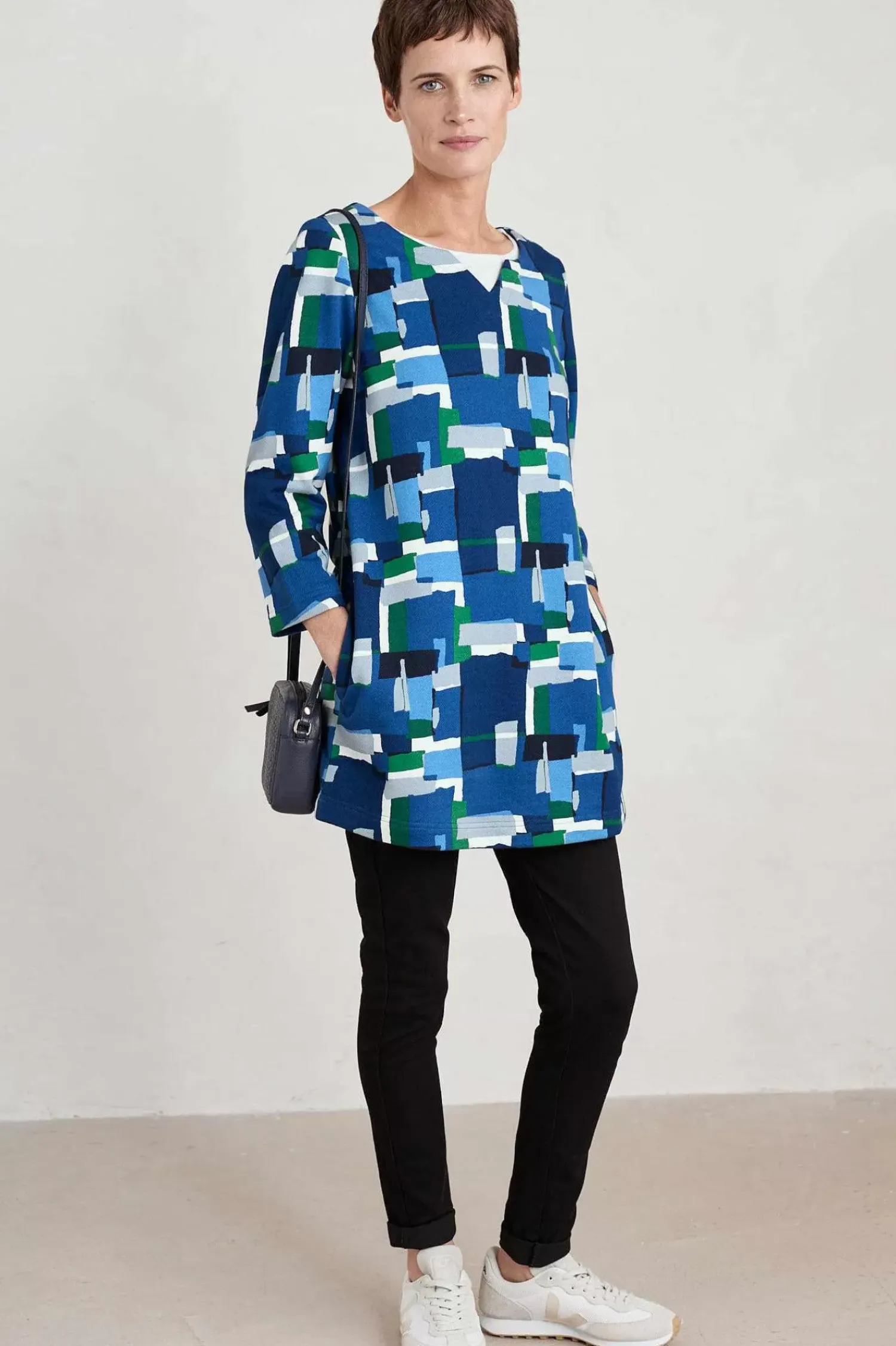 Tunics<Seasalt Cornwall Zora Sweatshirt Tunic Francis Collage Blue Jay